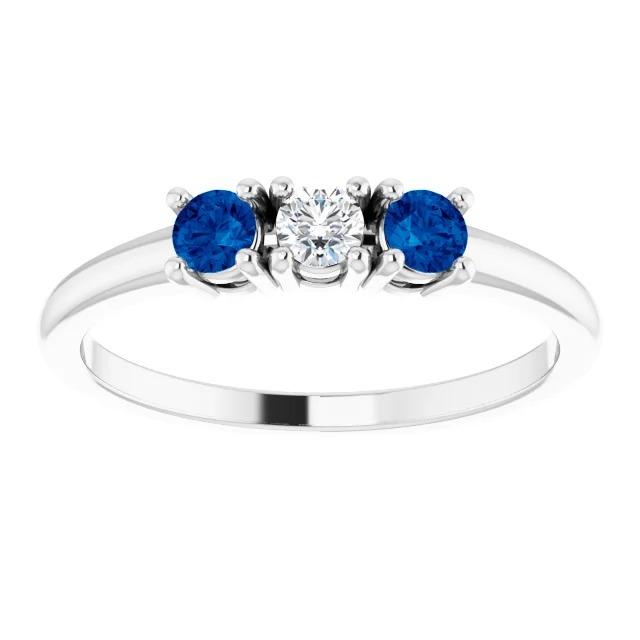 Drei-Stein-Diamant-Ring 0,60 Karat Ceylon Blauer Saphir Schmuck Neu - harrychadent.ch