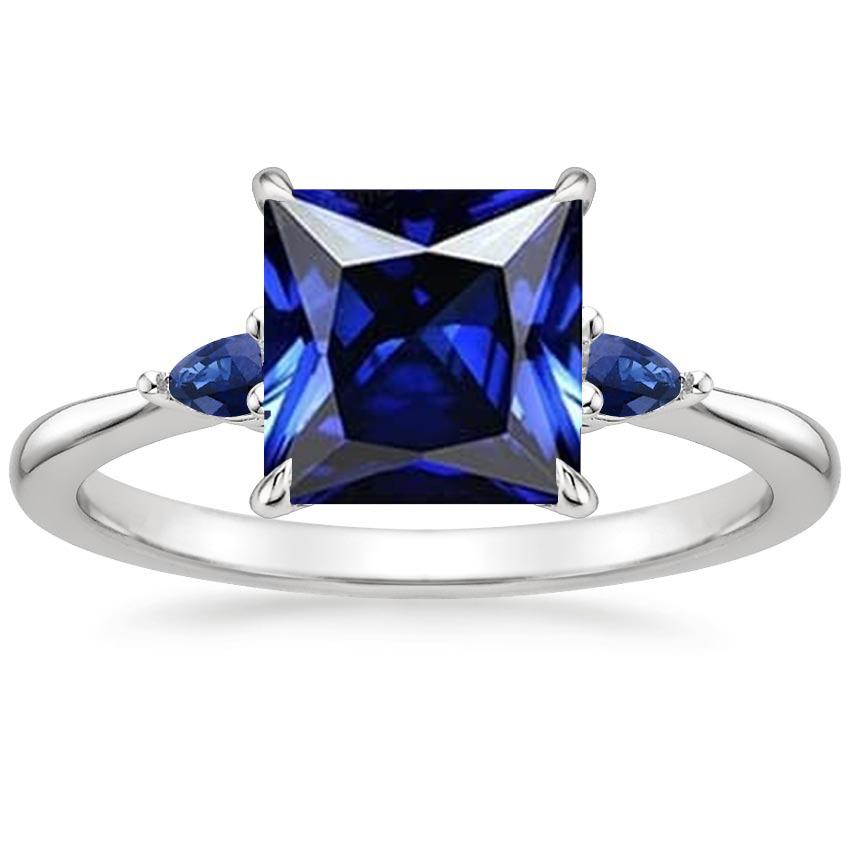 Drei-Stein-Edelstein-Ring Prinzessin & Birne Ceylon Saphire 5,25 Karat - harrychadent.ch