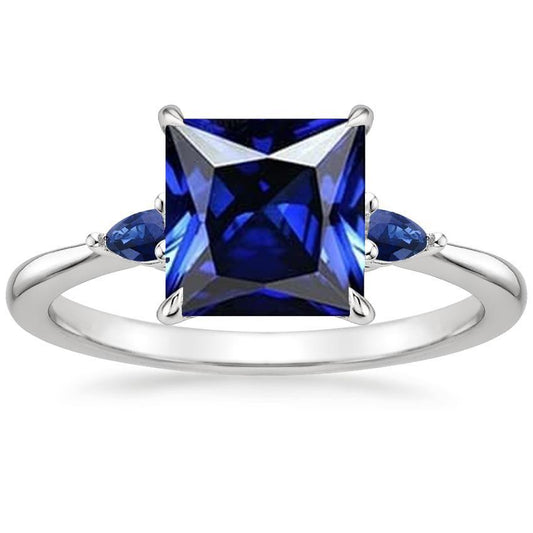 Drei-Stein-Edelstein-Ring Prinzessin & Birne Ceylon Saphire 5,25 Karat - harrychadent.ch