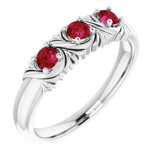 Drei-Stein-Ring 0,60 Karat Antik-Stil Rubin Damen Schmuck - harrychadent.ch