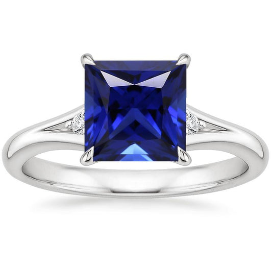 Drei Steine, Blauer Saphir und Diamant 5,25 Karat Prinzessin - harrychadent.ch