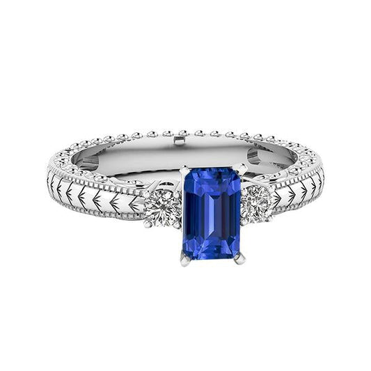 Drei Steine im antiken Stil Smaragd Sri Lanka Saphir Ring 1,75 Karat - harrychadent.ch