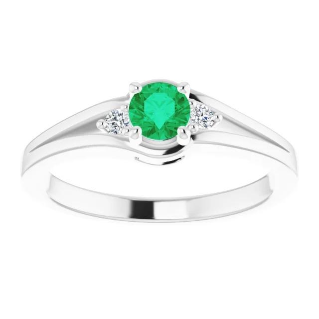 Drei Steine Ring 0.85 Karat Diamant Und Grüner Smaragd Damen Schmuck - harrychadent.ch