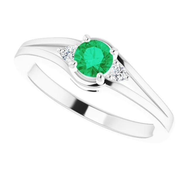 Drei Steine Ring 0.85 Karat Diamant Und Grüner Smaragd Damen Schmuck - harrychadent.ch