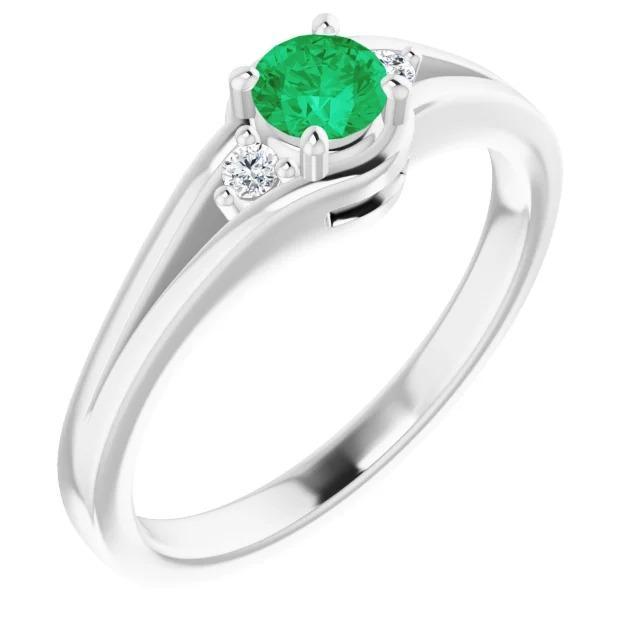 Drei Steine Ring 0.85 Karat Diamant Und Grüner Smaragd Damen Schmuck - harrychadent.ch