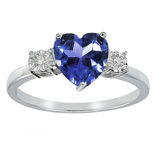 Drei-Steine-Ring Herzform Blauer Saphir Rund & Diamanten 8 Karat - harrychadent.ch