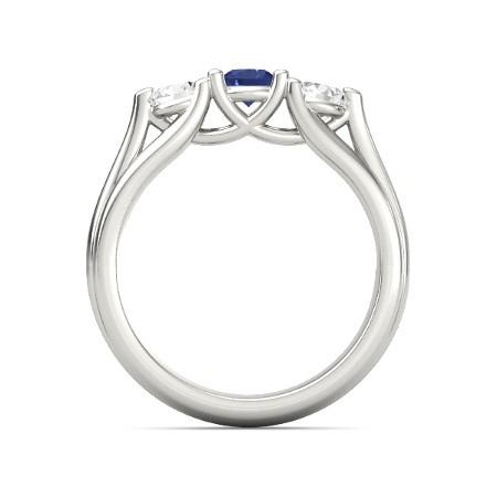 Drei-Steine-Ring mit blauem Saphir und Diamant 1 Karat Weißgold 14K - harrychadent.ch