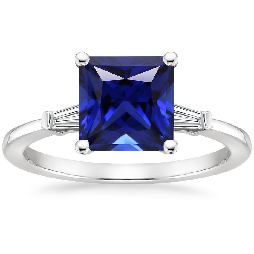 Drei-Steine-Ring Princess Blue Saphir & Baguette Diamanten 5,25 Karat - harrychadent.ch