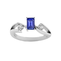 Drei-Steine-Ring Smaragd Ceylon Saphir 1,75 Karat Bypass-Stil