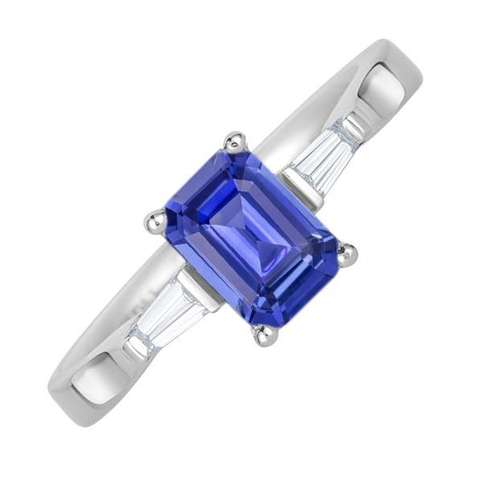 Drei-Steine-Ring Smaragd-Saphir & konische Baguette-Diamanten 3 Karat - harrychadent.ch
