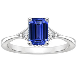 Drei-Steine-Ring Smaragd Sri Lanka Saphir & Diamant 3,50 Karat