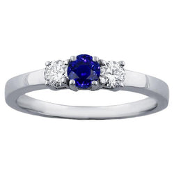 Drei Steine runder Diamantring 1,50 Karat Ceylon Saphir Edelstein