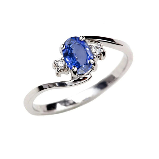 Drei Steine Sri Lanka Saphir mit Diamanten Ring 1.70 Kt Gold 14K