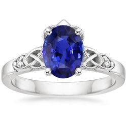 Drei Steine Verlobungsring Vintage-Stil Ceylon Saphir 3,25 Karat