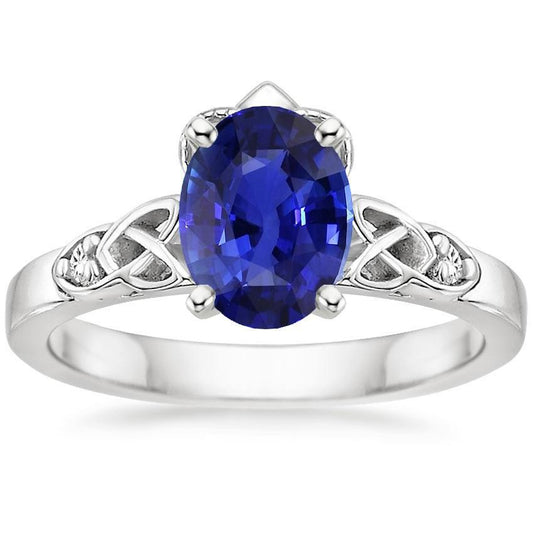 Drei Steine Verlobungsring Vintage-Stil Ceylon Saphir 3,25 Karat - harrychadent.ch