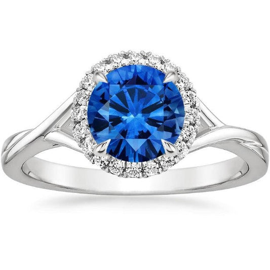 Eagle Claws Blauer Saphir- und Diamantring 2,40 Karat Weißgold 14K