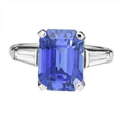 Edelstein 3 Stein Ring Smaragdblauer Saphir 2.50 Karat Damen Schmuck