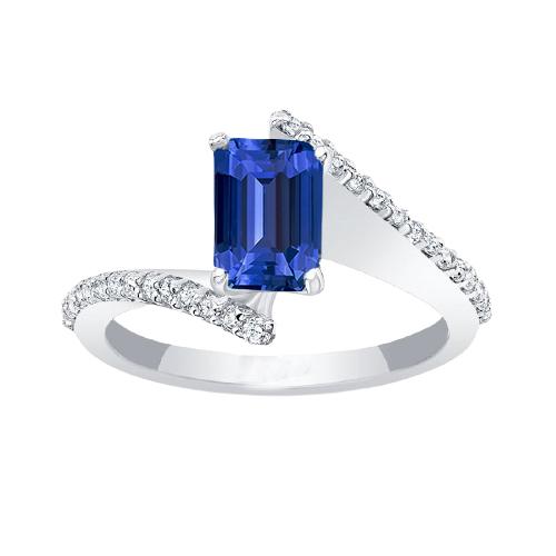 Edelstein Blauer Saphir Ring Pave Set Akzente Tension Style 2,50 Karat - harrychadent.ch