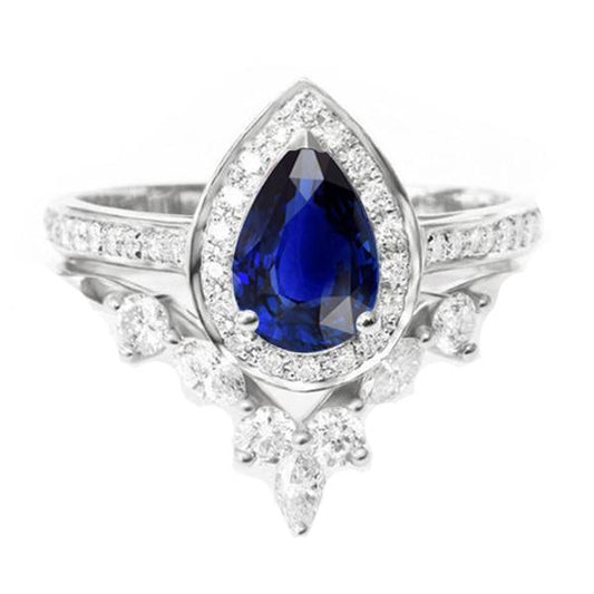 Edelstein-Diamant-Verlobungsring-Set Crown Style 4 Karat Weißgold - harrychadent.ch