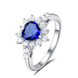 Edelstein Halo Heart Blauer Saphir & Diamant Ring Star Style 3 Karat