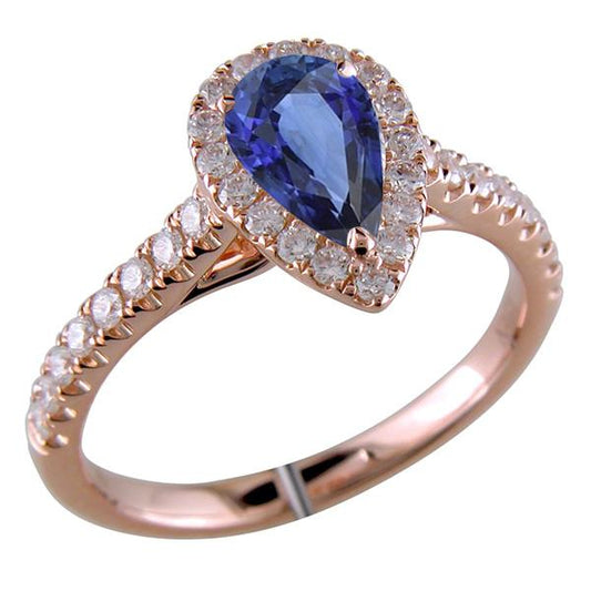 Edelstein Halo Pave Set Diamantring Birne Ceylon Saphir 5,50 Karat - harrychadent.ch