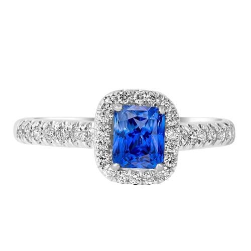 Edelstein Halo Saphir Ring 2,50 Karat Jakobsmuschel Set Diamanten Schmuck - harrychadent.ch