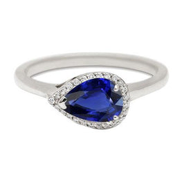 Edelstein Halo Saphir Ring Birnenschliff 2,50 Karat runder Diamantschmuck