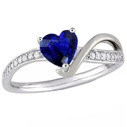 Edelstein Herz Blauer Saphir Ring Twisted Shank Diamanten 2,50 Karat