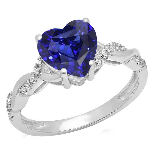 Edelstein Herz Blauer Saphir Ring Twisted Style 3,50 Karat Diamanten - harrychadent.ch