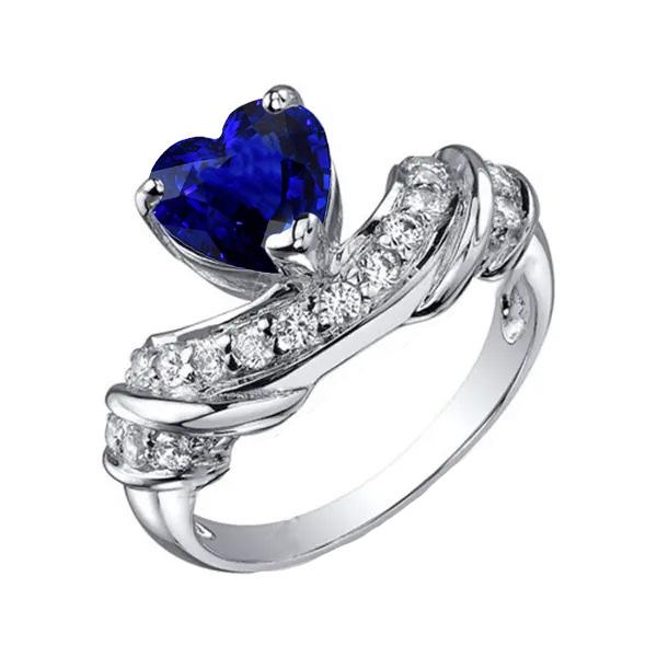 Edelstein Herz Ehering Blauer Saphir Diamanten mit Akzent 3 Karat - harrychadent.ch