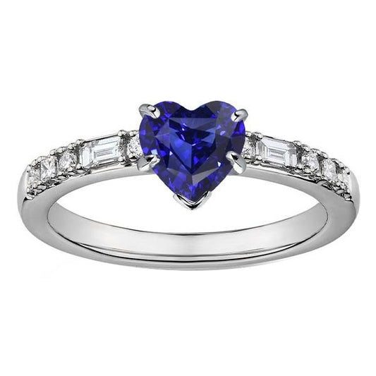 Edelstein Herz Saphir Ring Baguette & Prinzessin Diamanten 2,50 Karat - harrychadent.ch