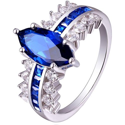 Edelstein Marquise & Prinzessin Blauer Saphir Diamantring 6.50 Karat - harrychadent.ch