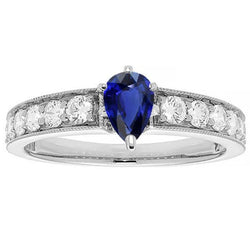 Edelstein Ring Birne Ceylon Saphir Kanalset Diamanten 3 Karat