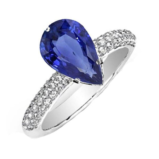 Edelstein Ring Birne Ceylon Saphir & Pave Set Diamanten 5,50 Karat - harrychadent.ch