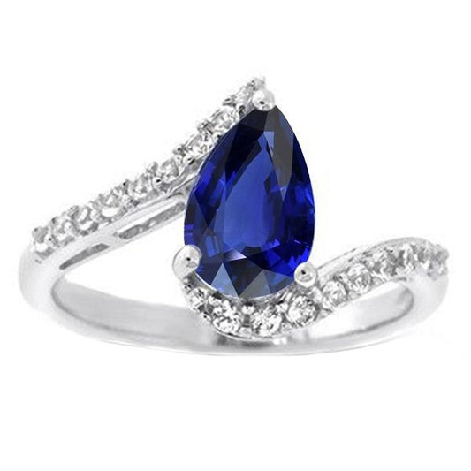 Edelstein Ring Birne Ceylon Saphir Spannung Stil & Akzente 3 Karat - harrychadent.ch