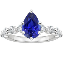 Edelstein Ring Birne Sri Lanka Saphir & Diamant Akzente 4 Karat