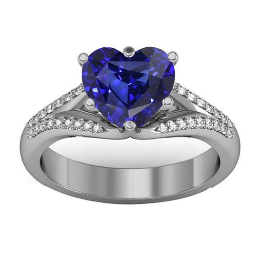 Edelstein Ring Ceylon Saphir Diamant Pave Split Shank 3.50 Karat - harrychadent.ch