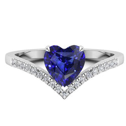 Edelstein Ring Enhancer Blauer Saphir Herzschliff 3 Karat Goldschmuck
