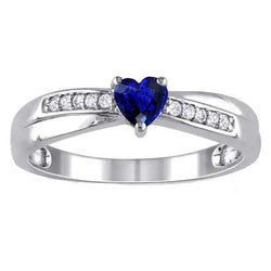 Edelstein Ring Herz Ceylon Saphir Schmuck 2 Karat Diamanten