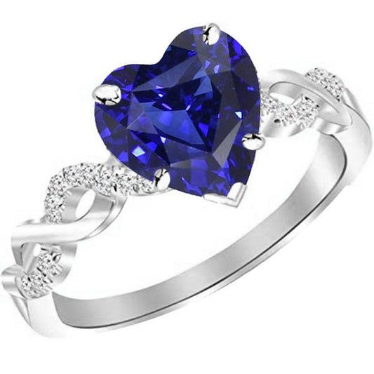 Edelstein Ring Herzschliff Blauer Saphir Infinity Style 4 Karat Diamant - harrychadent.ch