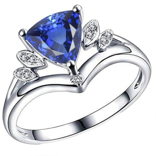 Edelstein Saphir Fancy Ring 2 Karat Billionen Schliff 14K Goldschmuck - harrychadent.ch