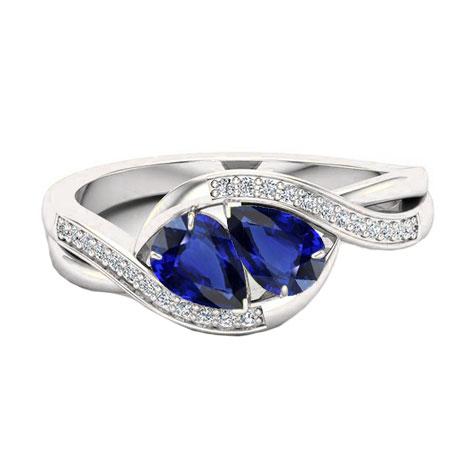 Edelstein Schmuck Birne Blauer Saphir Ring Twisted Style 1.50 Karat - harrychadent.ch