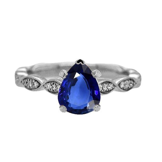 Edelstein Schmuck Birne Ceylon Saphir Ring mit Diamanten 2,50 Karat - harrychadent.ch