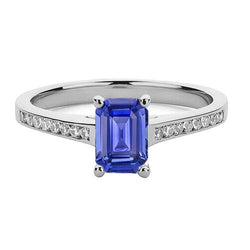Edelstein Schmuck Ceylon Saphir Ring Channel Set Diamanten 2 Karat