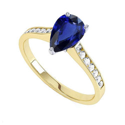 Edelstein Schmuck Ceylon Saphir Ring Channel Set Diamanten 4 Karat