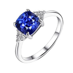 Edelstein Schmuck Kissen Saphir Ring 2,50 Karat kleiner runder Diamant