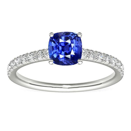 Edelstein Schmuck Kissen Saphir Ring Akzent Diamanten 3 Karat - harrychadent.ch