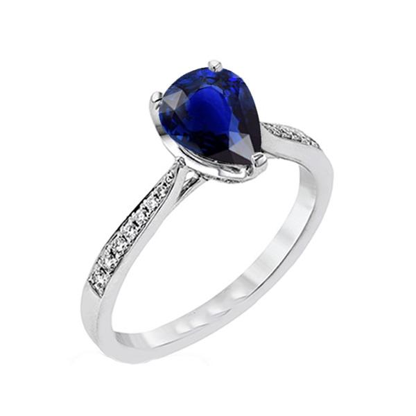 Edelstein Schmuck Ring Birne Tiefblauer Saphir & Diamanten 2.50 Karat - harrychadent.ch