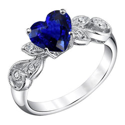 Edelstein Schmuck Vintage-Stil Saphir und Diamant Ring 2,25 Karat