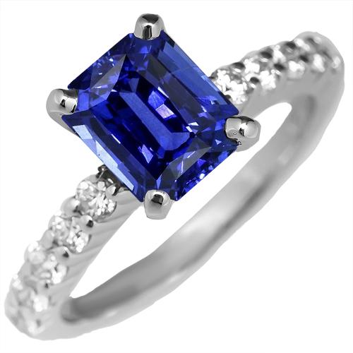 Edelstein Radiant Blue Saphir Ring mit Diamantakzenten 2,50 Karat - harrychadent.ch
